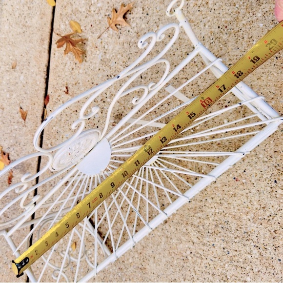 VINTAGE Shabby Chic White Rustic Metal Display Rack Hanging Shelf 18”x15” - Picture 14 of 16